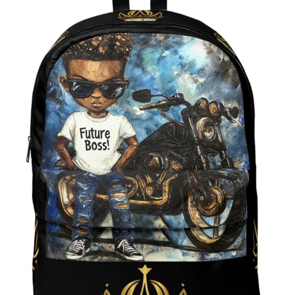 Black Backpack with Future Boss Design